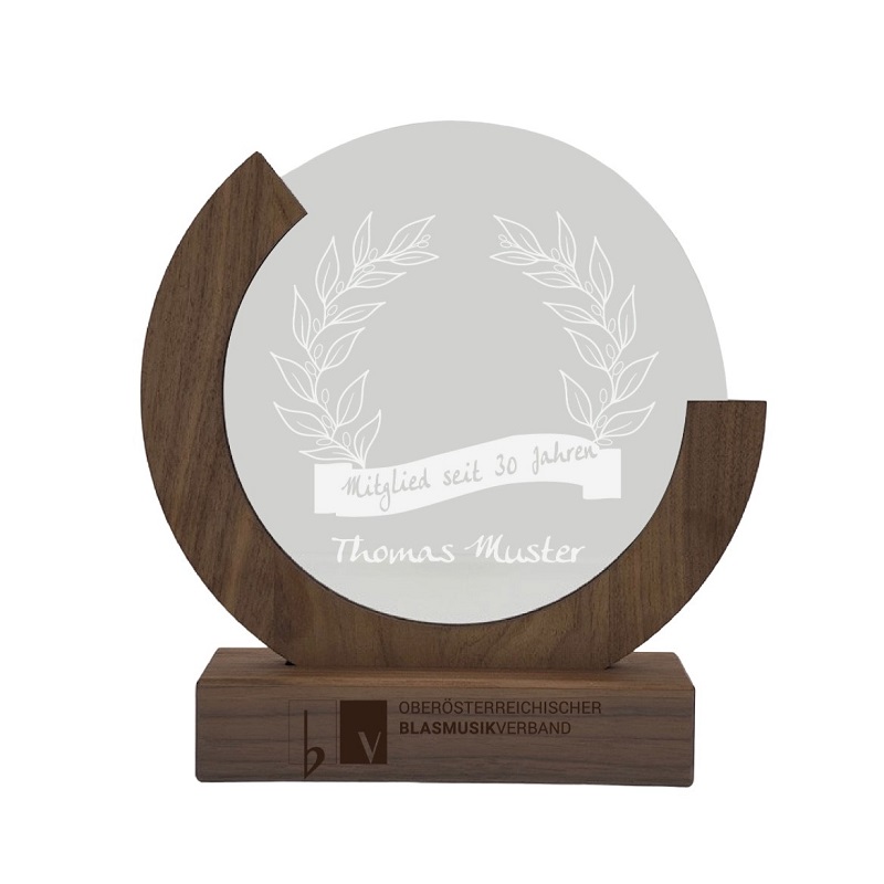 Mei Musi Holz Glas Award Connect mit individueller Gravur OOE Blasmusikverband